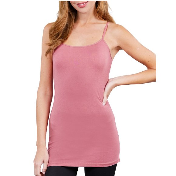 Active Basic Tops Nwt Womens Tunic Cami With Shelf Bra Dark Pink